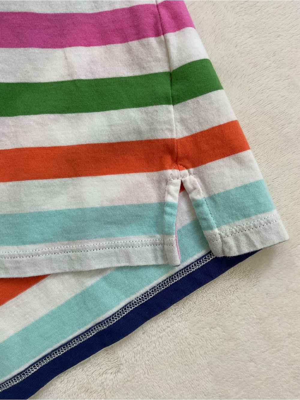 Boden Rainbow Stripe Cotton Tee Top White Pink Green Blue Orange US 6 - Picture 5 of 10